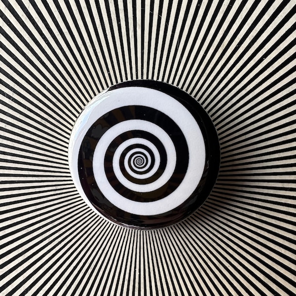 1.25 inch Hypnosis / black and white swirl  pin