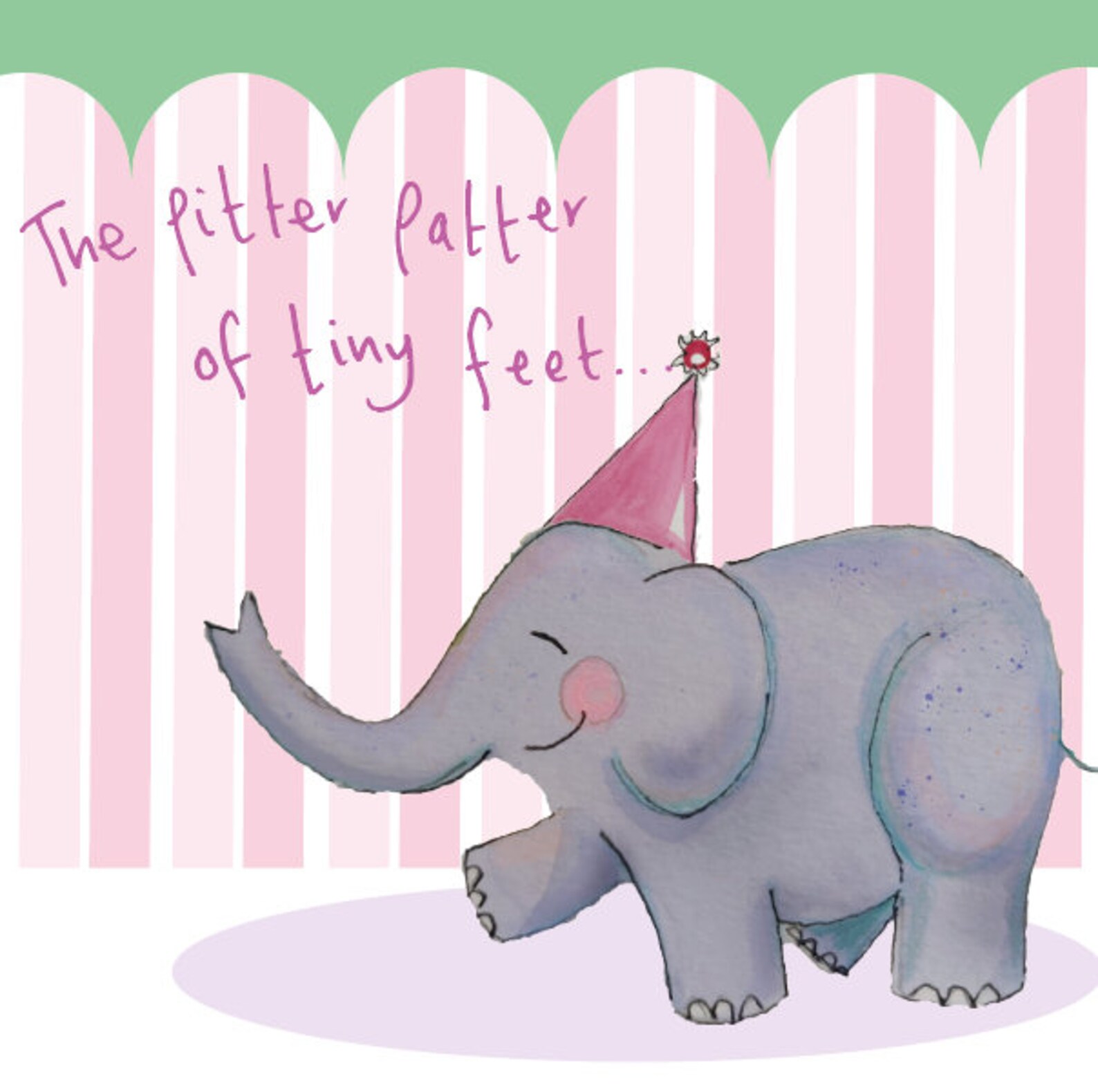 Pitter Patter of Tiny Feet Pink and Green a Joyful Etsy