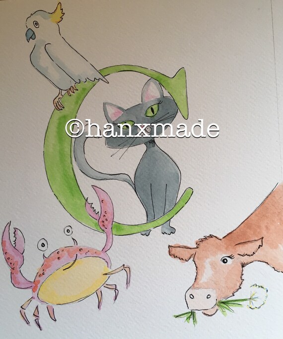 Child's Illustrated Initial The letter C | Etsy