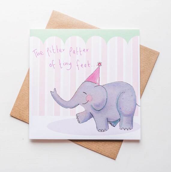 Pitter Patter of Tiny Feet Pink and Green a Joyful Etsy