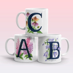Floral Alphabet Letter Mugs A-Z