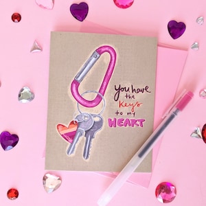 You Have the Keys to My Heart // Lesbische liefdeswenskaart met karabijnhaak