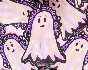 Invisible Illness Club Ghost Sticker: Waterproof Vinyl Decal