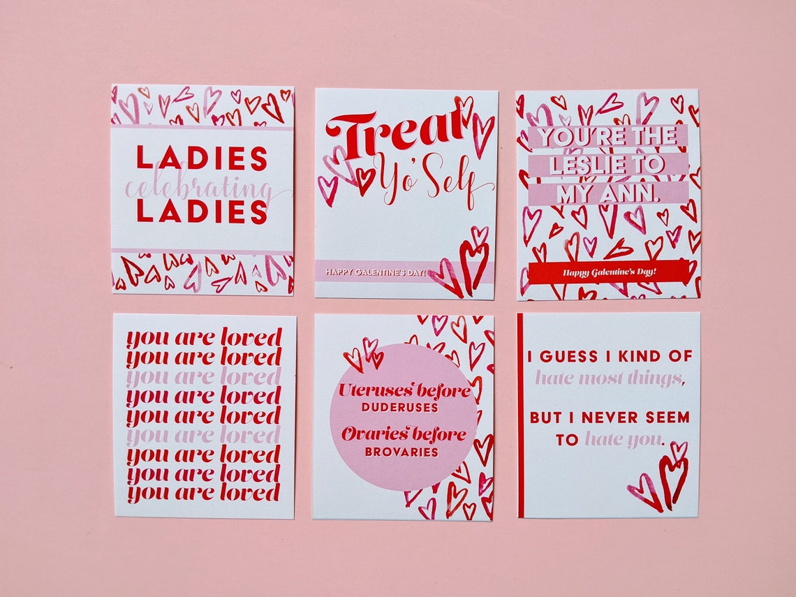 Galentine's Day Mini Printable Cards Digital Download - Etsy