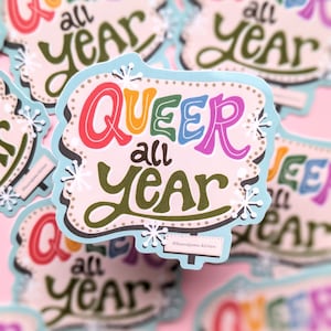 Queer All Year // Vintage Inspired Waterproof Vinyl Sticker