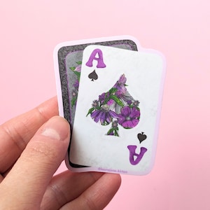 Carte à jouer florale Ace Pride LGBTQ+ autocollant imperméable en vinyle