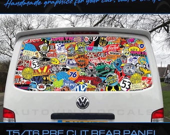 Calcomanía precortada para puerta trasera de Volkswagen VW T5 T6 con enfriador de aire estilo retro de la vieja escuela