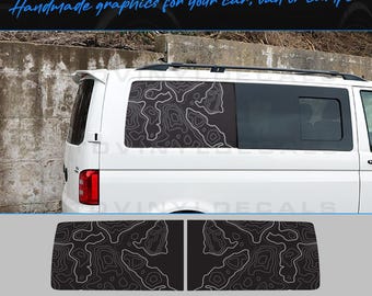 Vinilo adhesivo con gráficos topográficos para el panel trasero completo del Volkswagen VW T5 T6