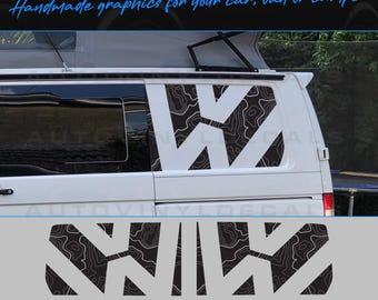 Vinilo adhesivo con gráficos topográficos para el panel trasero del Volkswagen VW T5 T6