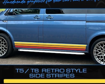 Franjas laterales estilo vintage retro atardecer para Volkswagen VW T5 T6