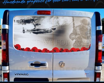 Panel trasero de furgoneta Puerta trasera Envoltura digital Recuerdo Poppy Soldier Vinilo precortado
