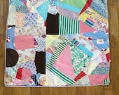 Vintage Crazy Quilt Table Runner - Small Vintage Quilt - Vintage Handmade Quilt - Vintage Farmhouse Quilt - Quilted Table Runner