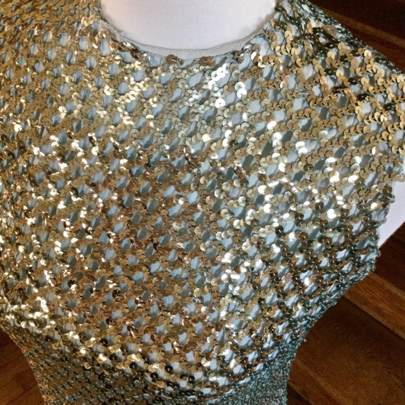 Vintage Sequined Shirt - Silver Sequined Top - Su… - image 2
