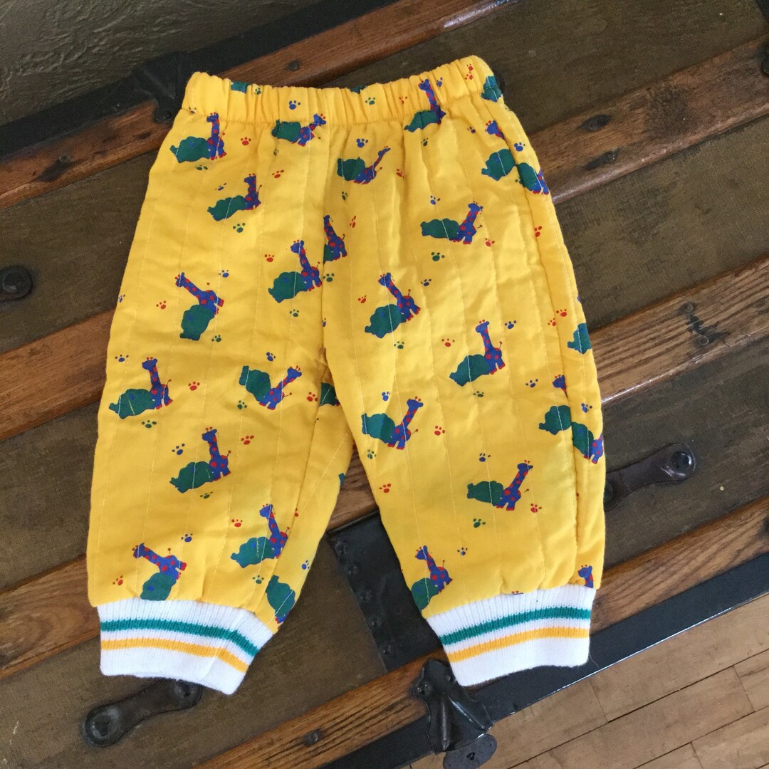 Vintage Quilted Giraffe Pants Yellow Giraffe Pants Giraffe and Elephant
