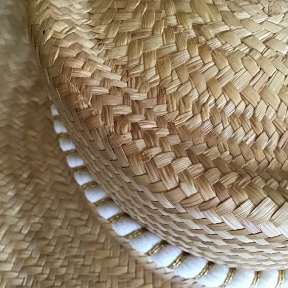 Vintage Straw Hat - Midcentury Straw Fedora - Wom… - image 9