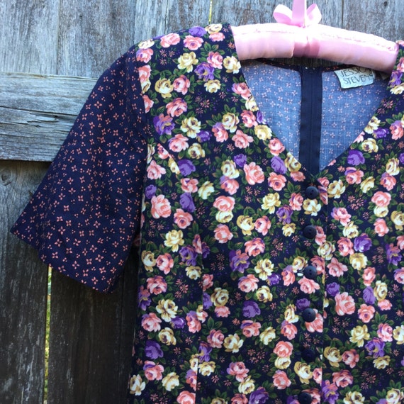 90s Floral Jumper / Romper - Jessica Stevens - Si… - image 2