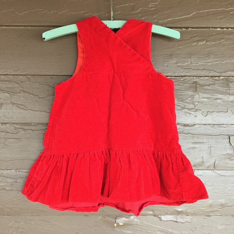 Sleeveless Size 2T Dimples Brand Dress Vintage Red Velvet Dress with Hearts and Flowers Toddler Girls Red Velvet Dress Size 3T