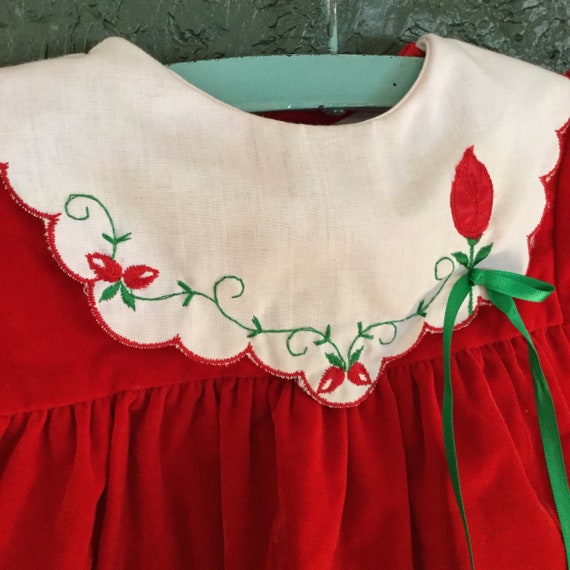 Vintage Red Velvet Dress - Baby Girls Red Velvet … - image 2