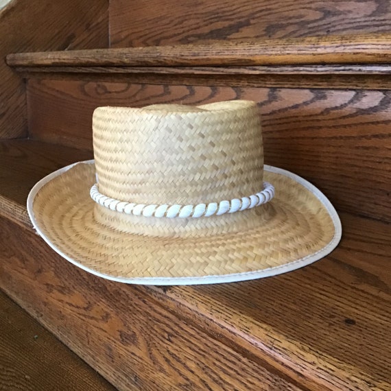 Vintage Straw Hat - Midcentury Straw Fedora - Wom… - image 2