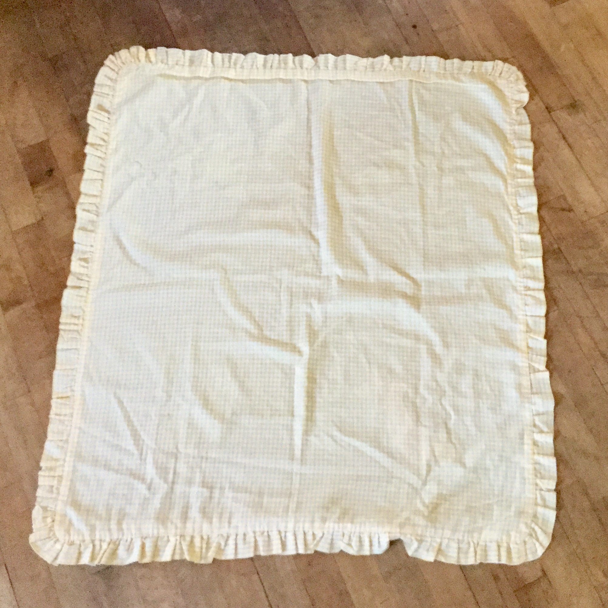 Vintage Lightweight Baby Blanket Yellow Gingham Baby Blanket Etsy
