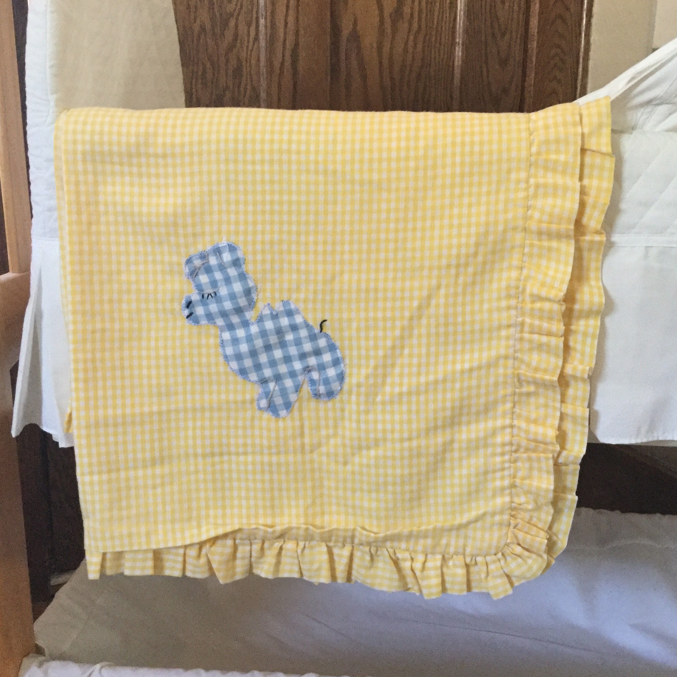 Vintage Lightweight Baby Blanket Yellow Gingham Baby Blanket Etsy