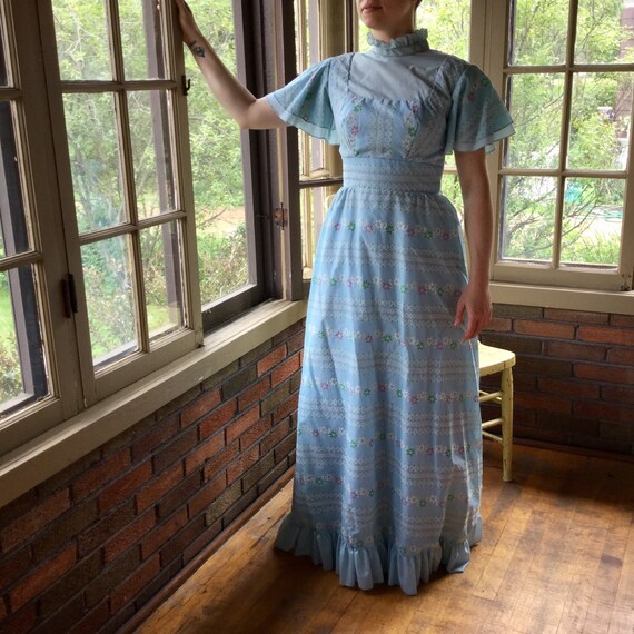 Pale Blue Vintage Dress - Vintage Formal Dress - B