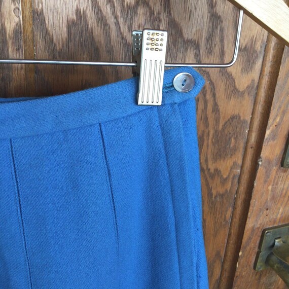 Vintage Wool Skirt - Blue Wool Skirt - Pleated Wo… - image 2