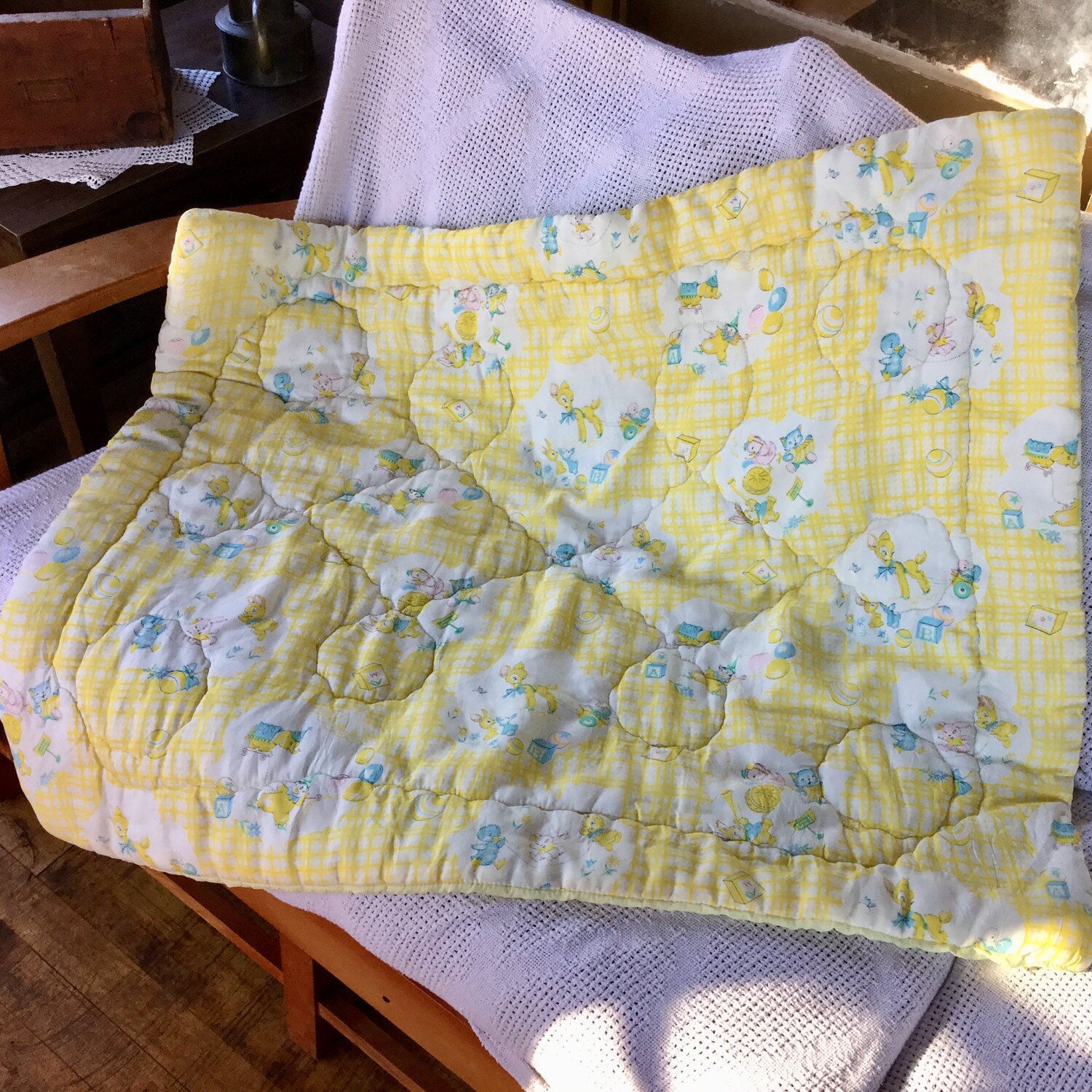 yellow crib blanket