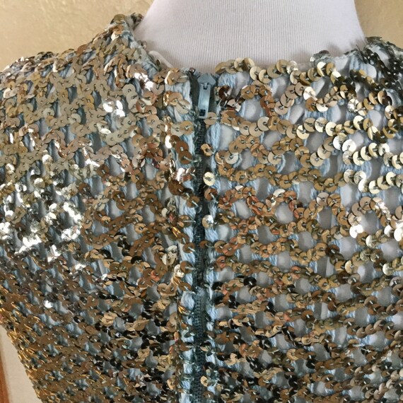 Vintage Sequined Shirt - Silver Sequined Top - Su… - image 5