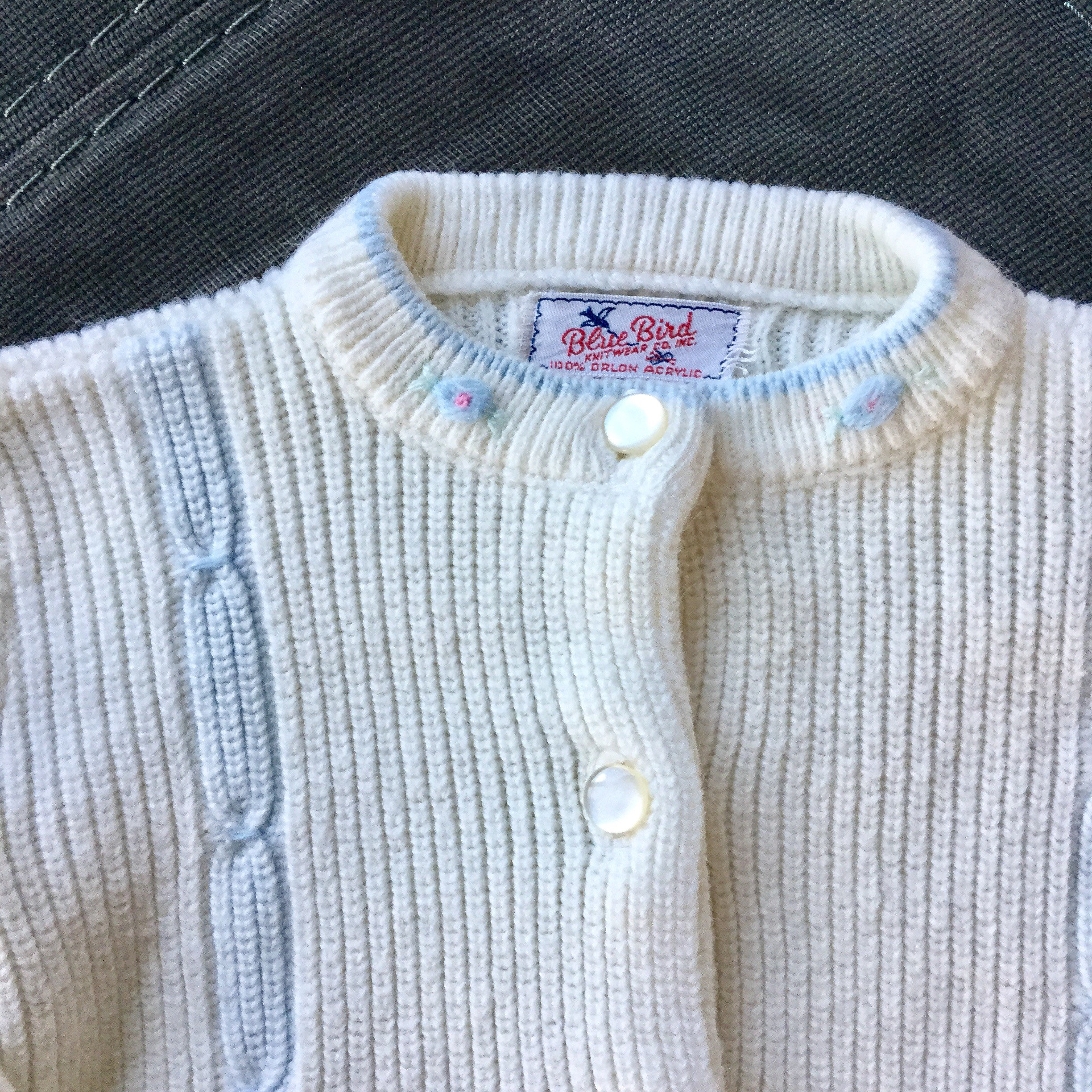 Vintage Baby Sweater Vintage Baby Cardigan White Blue | Etsy
