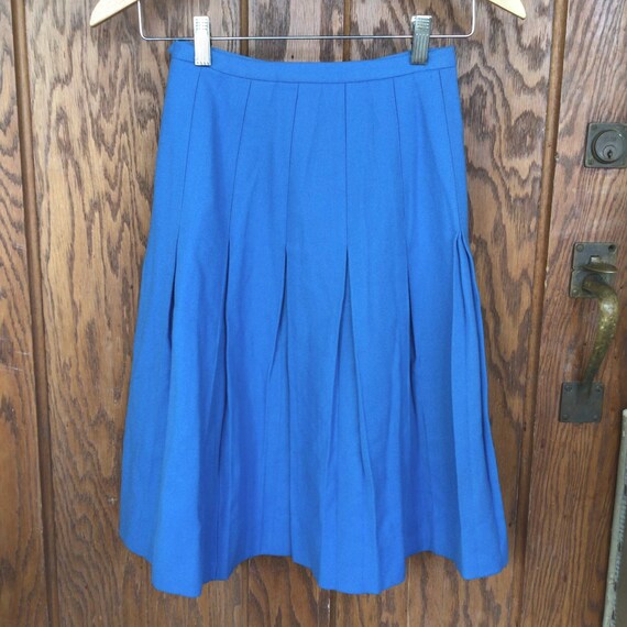 Vintage Wool Skirt - Blue Wool Skirt - Pleated Wo… - image 3