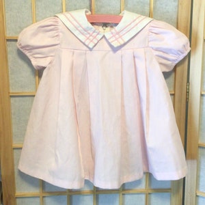 Vintage Pink Sailor Dress - Pale Pink Dress - Light Pink Dress - Size 6-9 Months - Little Evie Dress - Pink and White Baby Girl Dress