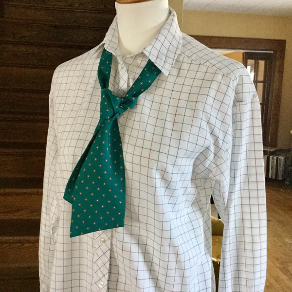 Vintage Menswear Shirt with Necktie - Women's Medium Menswear Top - Business - Office - Ascot Womens Wear - Button Down Shirt with Ascot