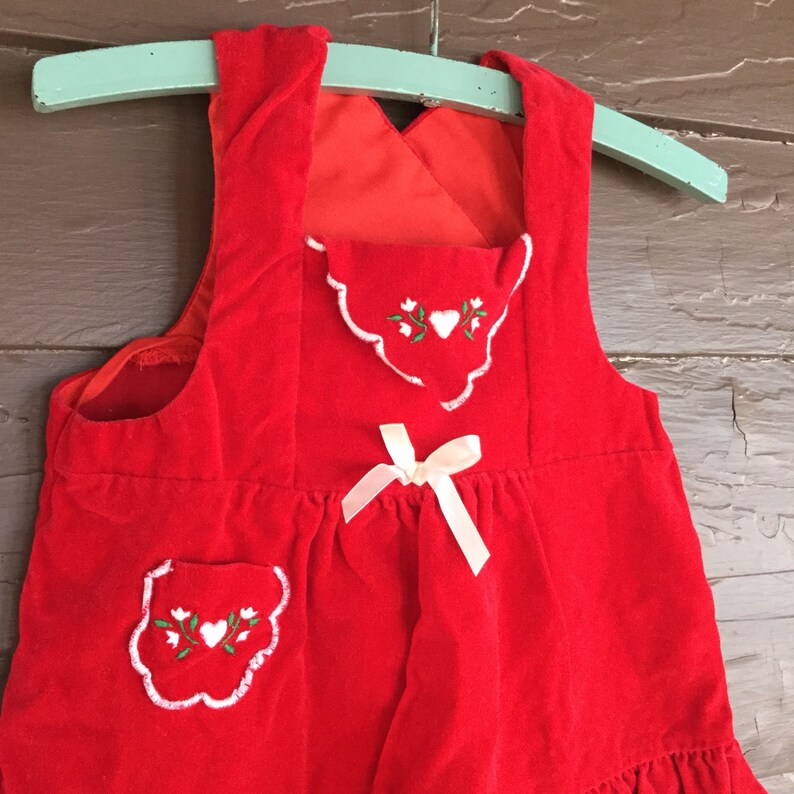 Sleeveless Size 2T Dimples Brand Dress Vintage Red Velvet Dress with Hearts and Flowers Toddler Girls Red Velvet Dress Size 3T