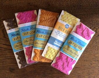 Vintage Rick Rack Lot - Vintage Rickrack Collection - Set of Vintage Rickrack - Vintage Sewing Accessories - Vintage Trim - 5 Packs