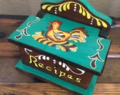 Vintage Recipe Card Box - Handmade Recipe Card Box - Vintage Recipe Card Holder - Vintage Recipe Card Storage - Chicken Recipe Box