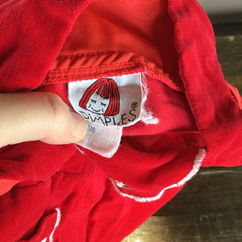 Sleeveless Size 2T Dimples Brand Dress Vintage Red Velvet Dress with Hearts and Flowers Toddler Girls Red Velvet Dress Size 3T