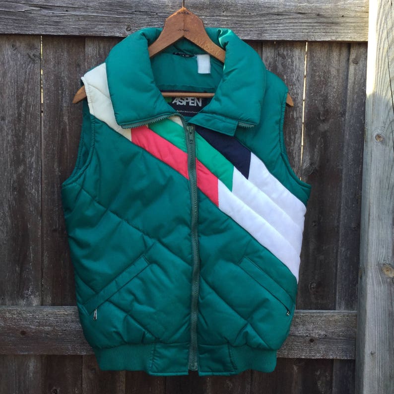 1980s Ski Vest Size Small-Medium Puffer Vest Geometric Pattern Aspen Ski Vest Vintage Women/'s Ski Vest