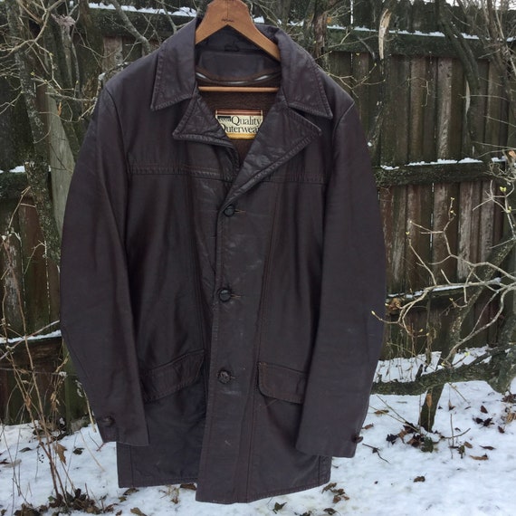 Men's Vintage Leather Coat - Vintage Montgomery Wa