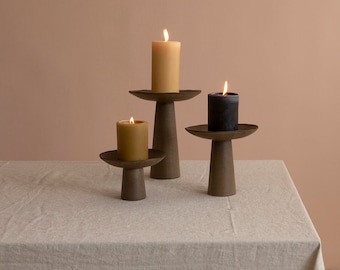 Set Of 3 Candleholder, Ceramic candle tray, Handmade Ceramics, Stoneware Candle Holders, advent candle holder