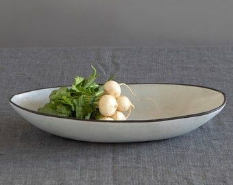 Large Oval Ceramic Serving Bowl, Modern Salad Bowl, Unique Fruit Bowl, Black Or White Bowl, Gift For Mom