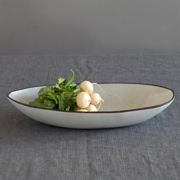 Large Oval Ceramic Serving Bowl, Modern Salad Bowl, Unique Fruit Bowl, Black Or White Bowl, Gift For Mom