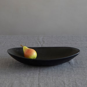 Large Oval Ceramic Serving Bowl, Modern Ceramic Bowl, Unique Fruit Bowl, Black Or White Bowl, Gift For Mom image 2