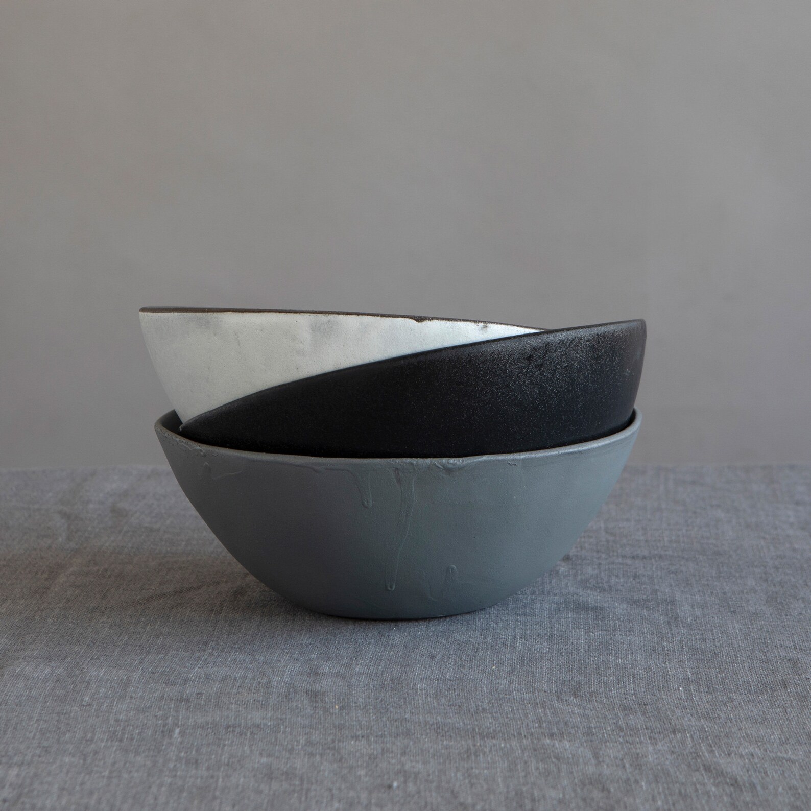 Handmade Salad Bowls Modern Ceramic Bowl Black Pottery Etsy