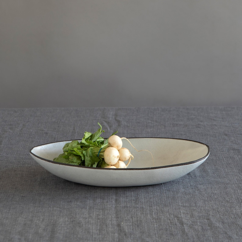Large Oval Ceramic Serving Bowl, Modern Ceramic Bowl, Unique Fruit Bowl, Black Or White Bowl, Gift For Mom image 4