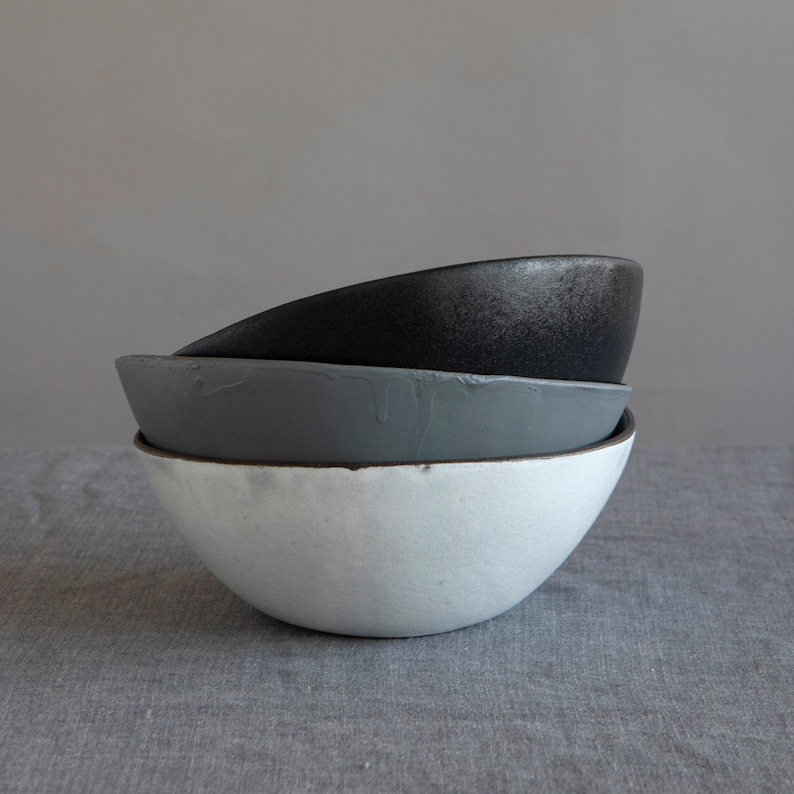 Handmade Salad Bowls Modern Ceramic Bowl Black Pottery Etsy