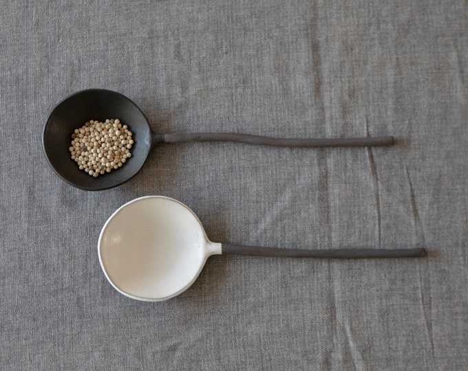 Two Ceramic Serving Spoons, Salad Serving Spoons, Set of Large Spoons