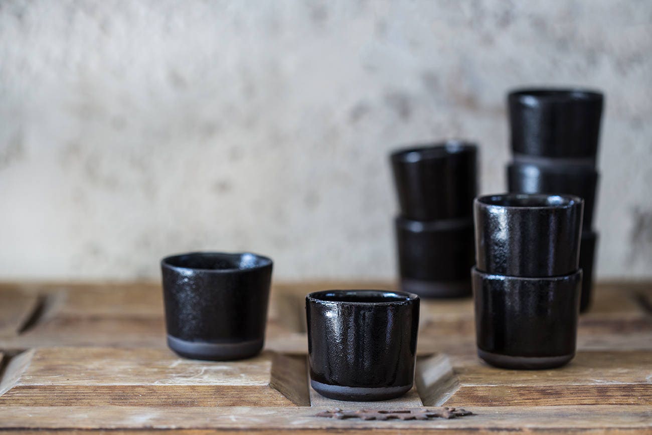 Ceramic Espresso Cups Set in Black Modern Espresso Cups Etsy