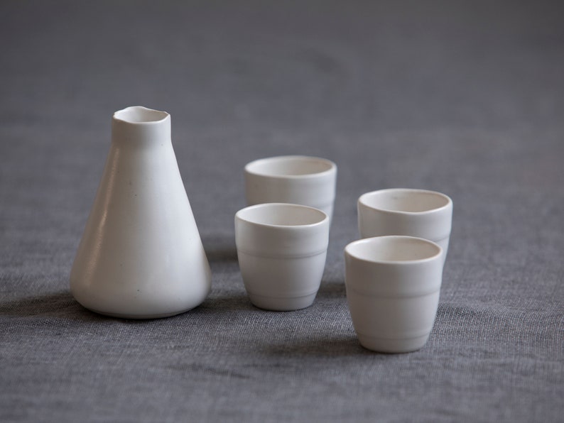 Black Sake Cups and Bottle Set Japanese Small Sake Cups Etsy