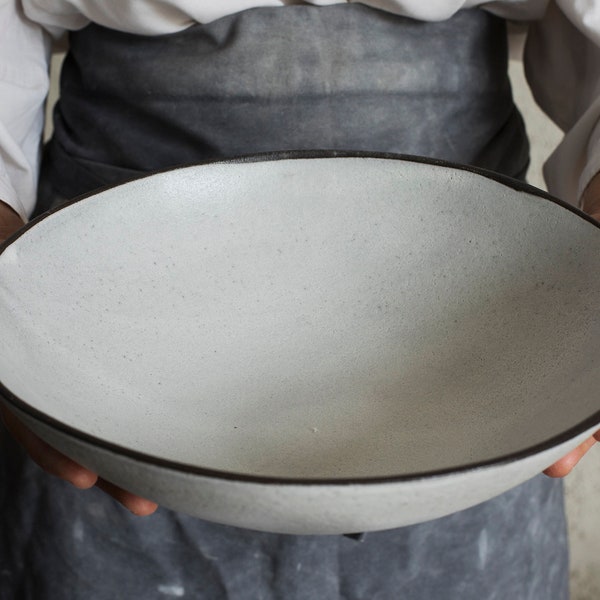 Large ceramic white bowl, Modern ceramic bowl, Ceramic bowl, Salad bowl, Fruit bowl, Serving bowl, Pottery bowl